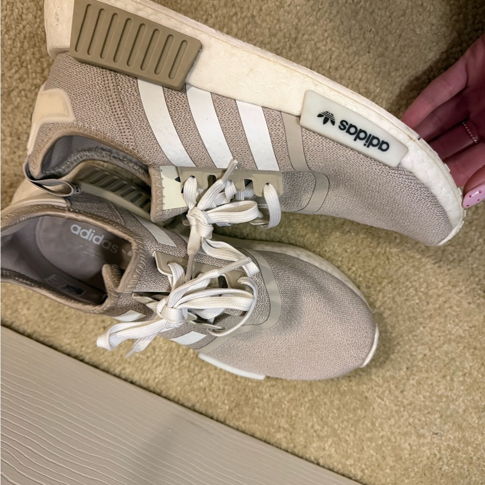 Adidas Light Tan and White Sneakers